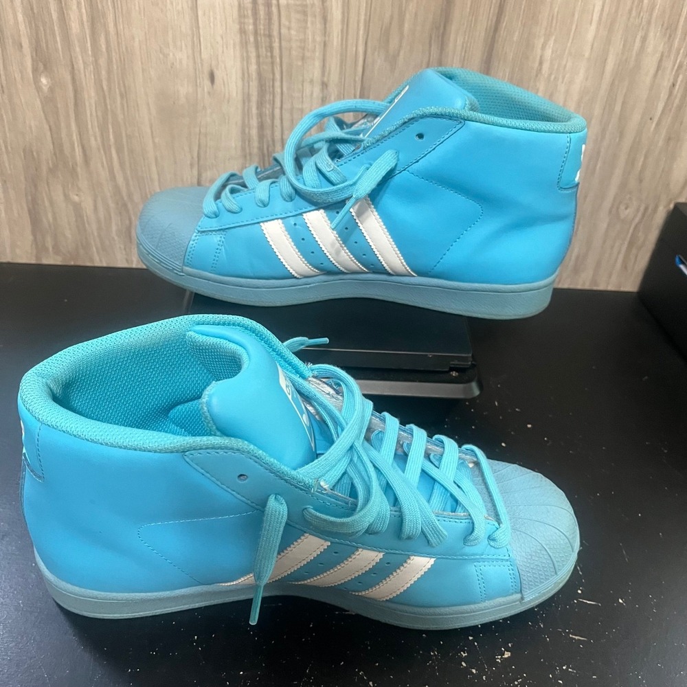 Adidas Pro Model Men Basketball Shoes Size 9 Baby Blue White Shell Toe Sneakers - Picture 4 of 11